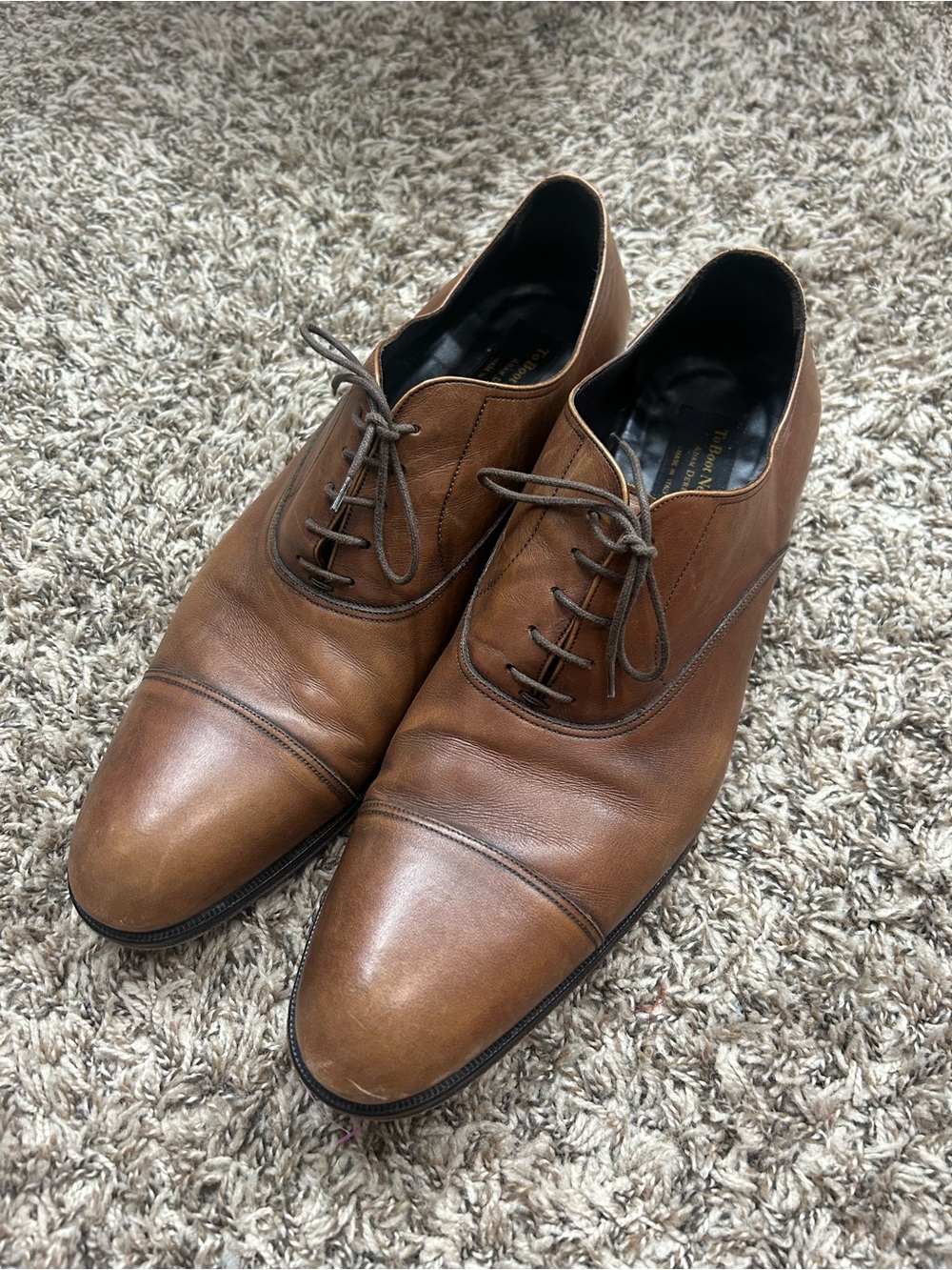 To Boot New York Leather Oxfords Brown Leather Cap-Toe Dress Shoes Sz 13